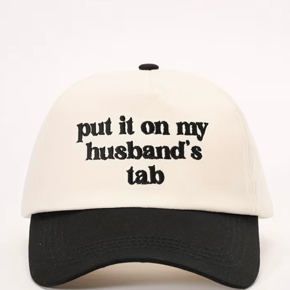 Accessories - 🖤 Put It On My Husbands Tab 🖤 Womens Embroidered Tan Adjustable Baseball Cap NWT